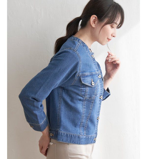 ikka「ストレッチノーカラーデニムGジャン」|その他|