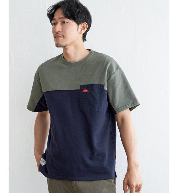ikka「URBAN NATURE LIFE アーバンネイチャーライフ バイカラー切り替えTシャツ」|Tシャツ・カットソー|オリーブ