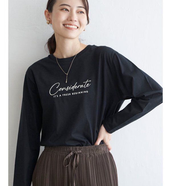 ikka「ロゴフォトプリントロンＴ」|Tシャツ・カットソー|ブラック