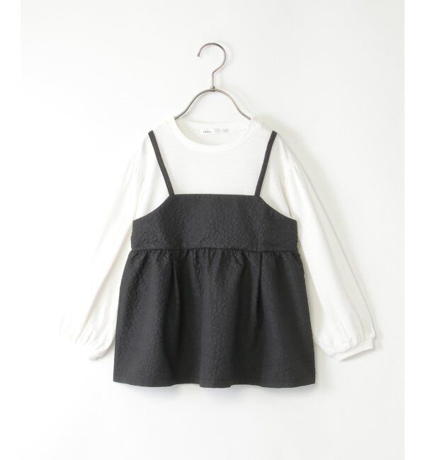 ikka kids「ふくれジャガードキャミドッキングLS（120~160cm）」|シャツ・ブラウス|ブラック