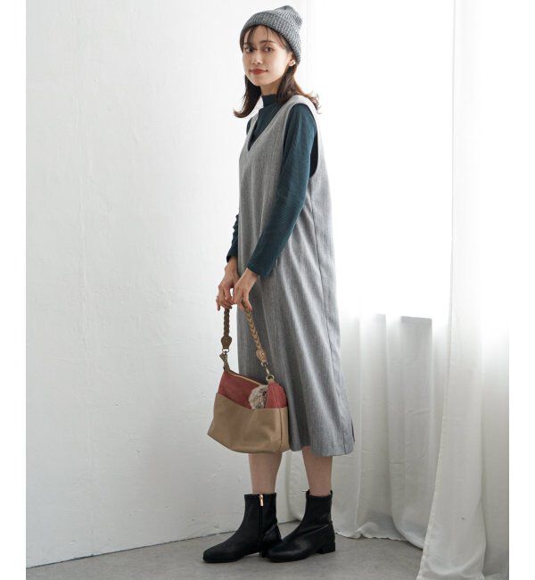 ikka「Vネックジャンパースカート」|ワンピース|