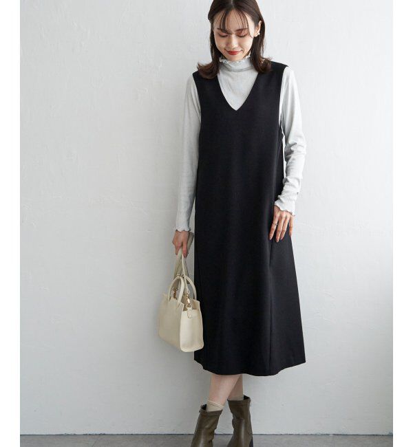 ikka「Vネックジャンパースカート」|ワンピース|