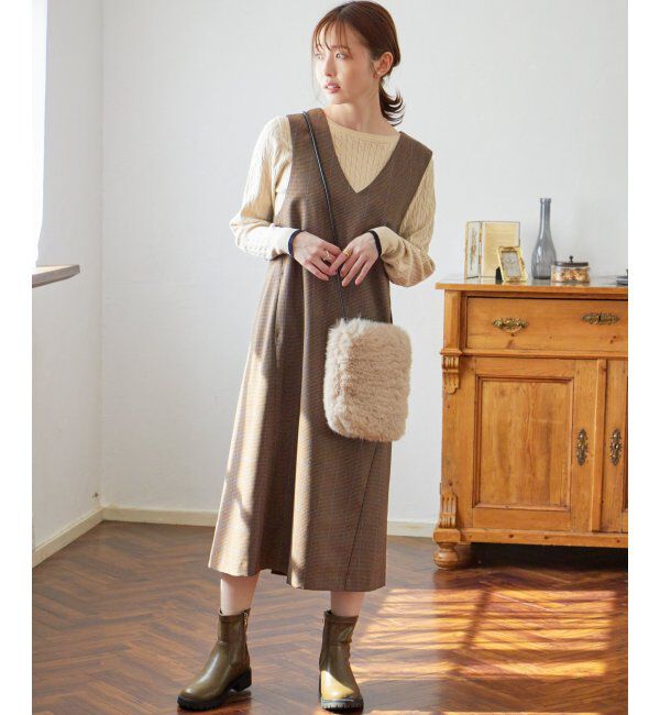 ikka「Vネックジャンパースカート」|ワンピース|