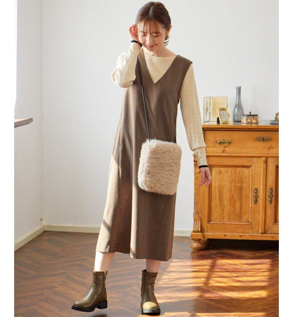 ikka「Vネックジャンパースカート」|ワンピース|