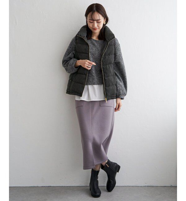 ikka「細コールボリューム襟ベスト」|ダウンベスト・ベスト|