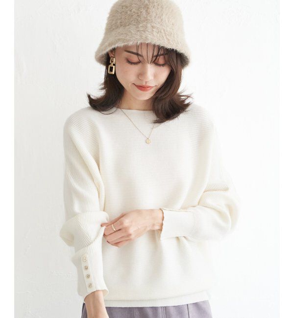 IKKA LOUNGE「横リブドルマンラメニットプルオーバー」|プルオーバー|