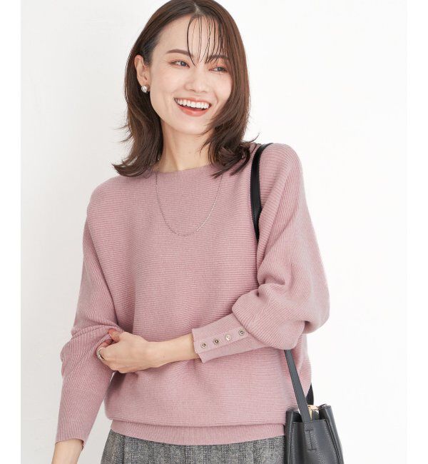 IKKA LOUNGE「横リブドルマンラメニットプルオーバー」|プルオーバー|ピンク