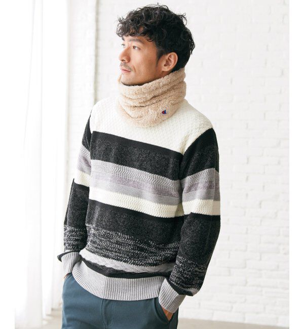 ikka「モールミックスボーダーニット」|プルオーバー|