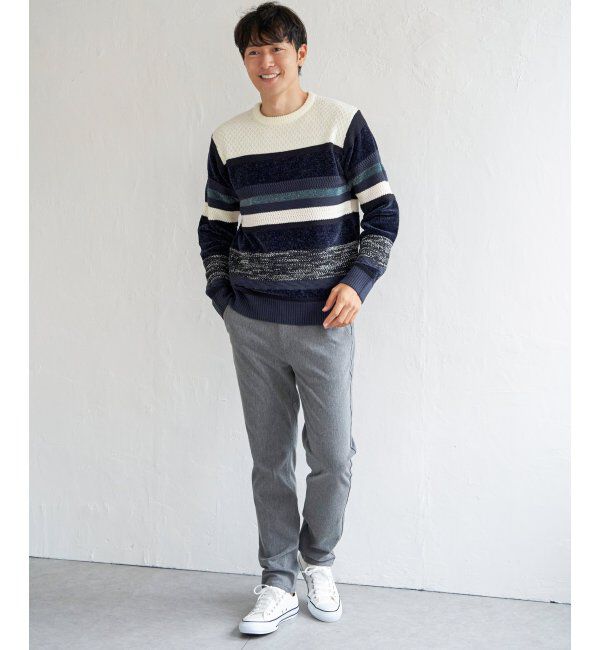 ikka「モールミックスボーダーニット」|プルオーバー|
