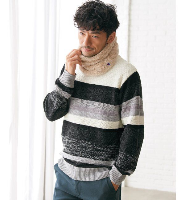 ikka「モールミックスボーダーニット」|プルオーバー|