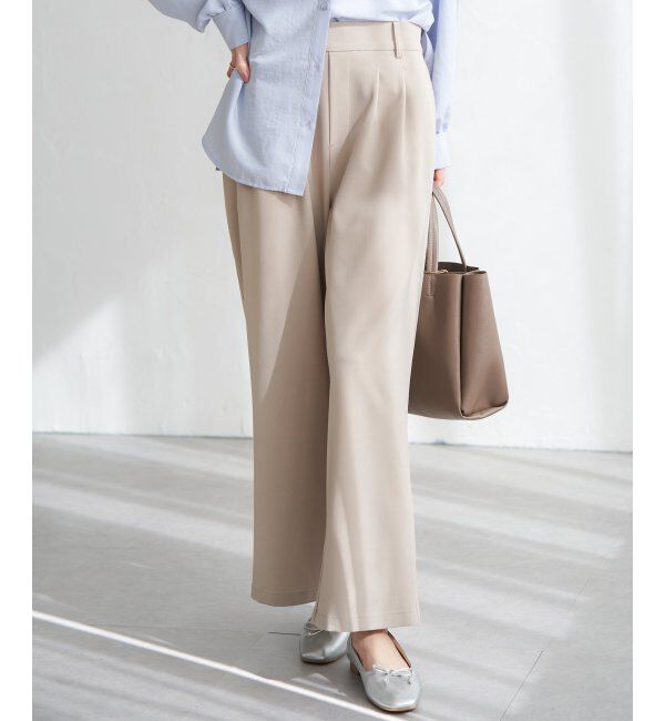 ikka「フロントタックワイドパンツ」|その他|