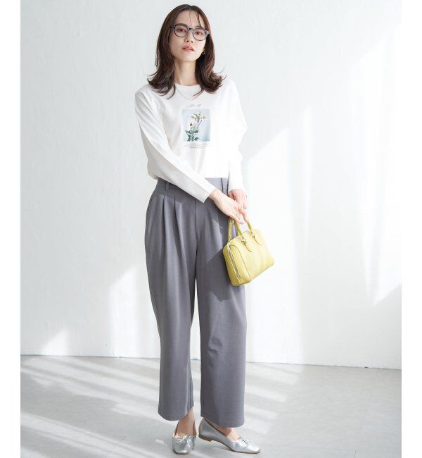 ikka「フロントタックワイドパンツ」|その他|