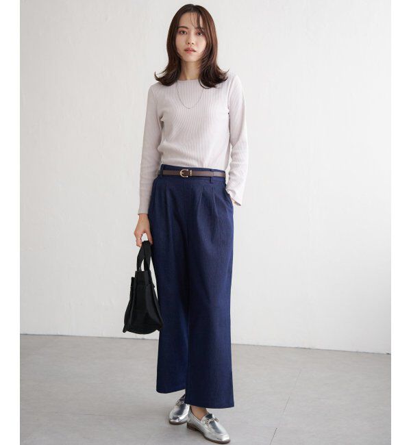 ikka「フロントタックワイドパンツ」|その他|