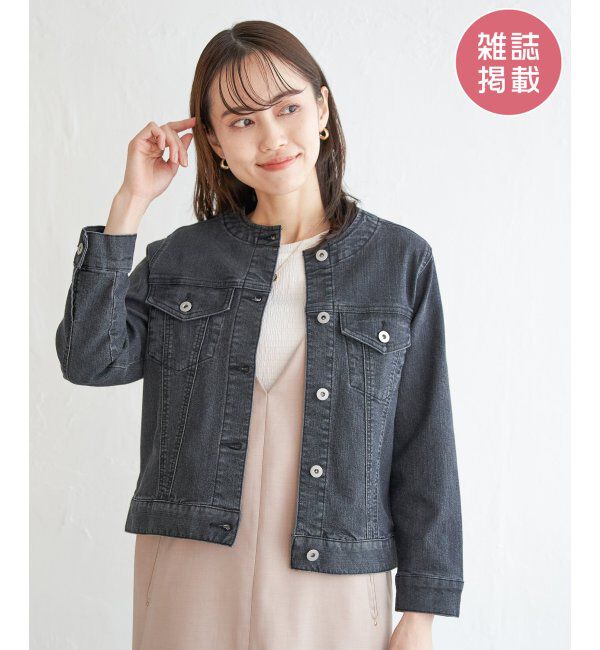 ikka「【雑誌InRed4月号掲載】ストレッチノーカラーGジャン」|その他|ブラック