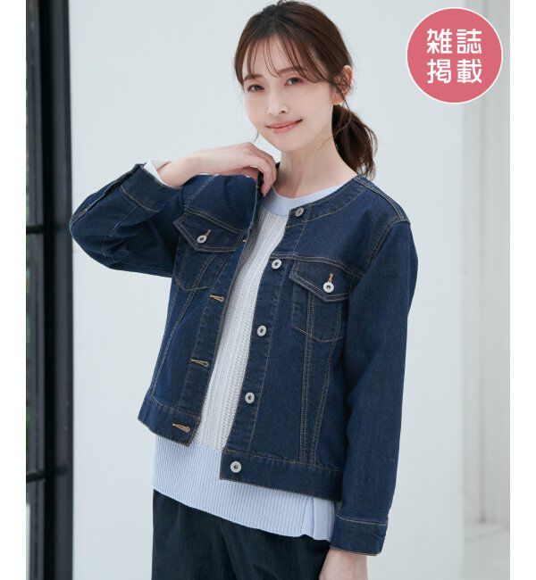 ikka「【雑誌InRed4月号掲載】ストレッチノーカラーGジャン」|その他|ネイビーブルー