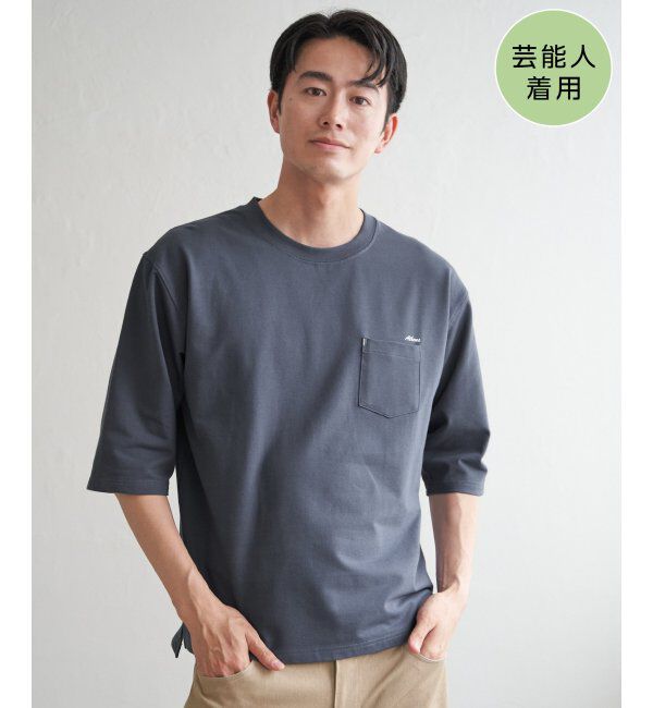 ikka「インレイ７ブポケットプリントＴ」|Tシャツ・カットソー|ブルー