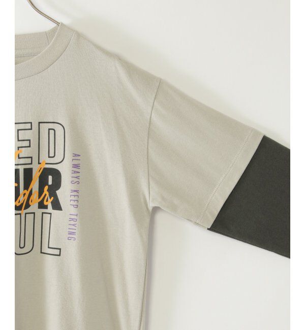 ikka kids「袖レイヤードロゴプリントロンT（120~160cm）」|Tシャツ・カットソー|