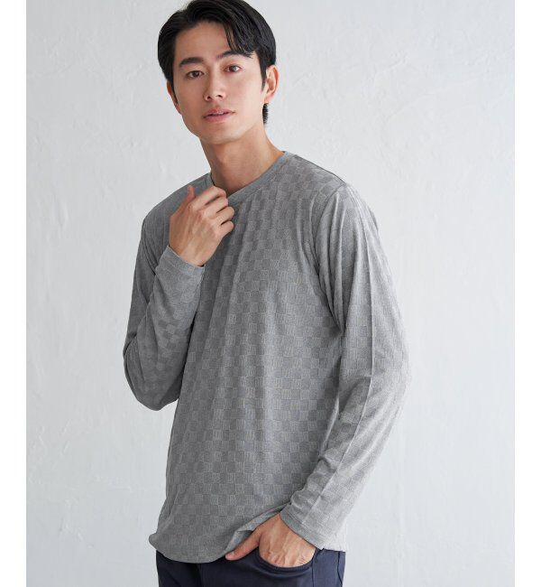 IKKA LOUNGE「リンクスジャカード市松ロンT」|Tシャツ・カットソー|