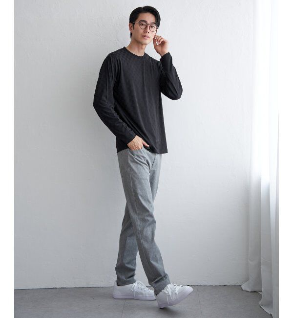 IKKA LOUNGE「リンクスジャカード市松ロンT」|Tシャツ・カットソー|