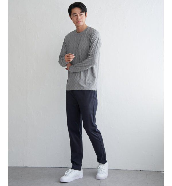 IKKA LOUNGE「リンクスジャカード市松ロンT」|Tシャツ・カットソー|