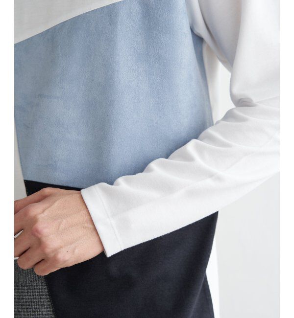 ikka「ブロックスチェックスエード切り替えロンT」|Tシャツ・カットソー|