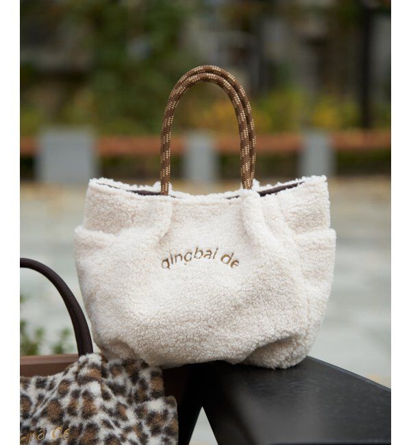 ikka「ボアロゴ入りミニトートバッグ」|その他|オフホワイト