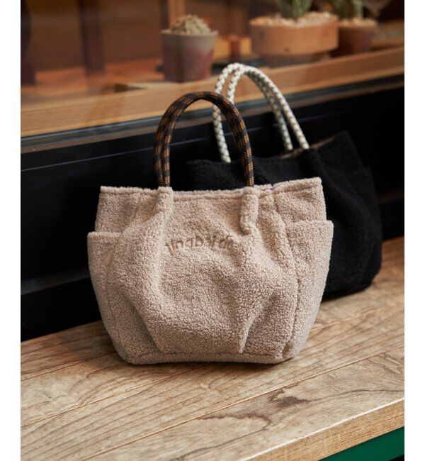 ikka「ボアロゴ入りミニトートバッグ」|その他|ブラウン