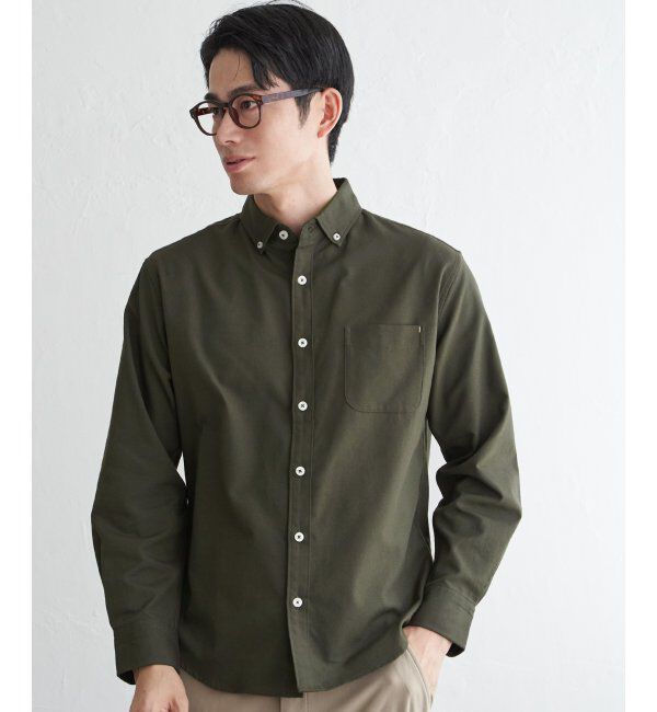 ikka「イージーケアオックススイスカラーＢＤ」|シャツ・ブラウス|カーキ