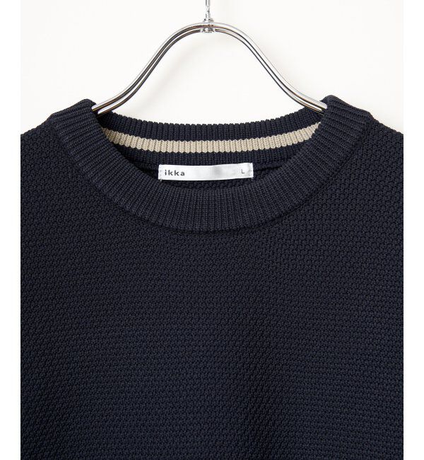 ikka「GOKU楽ニット鹿の子クルー」|プルオーバー|