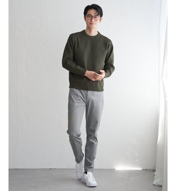 ikka「GOKU楽ニット鹿の子クルー」|プルオーバー|