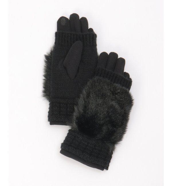 ikka「3WAYファー&ニットグローブ」|手袋|