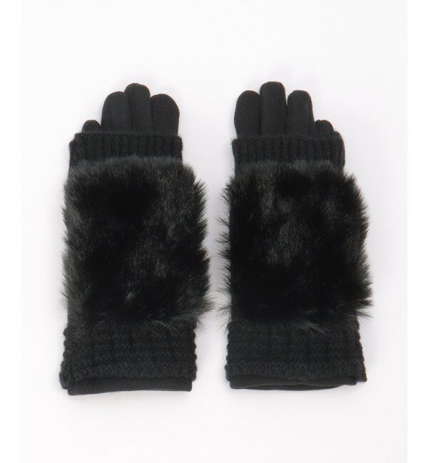 ikka「3WAYファー&ニットグローブ」|手袋|
