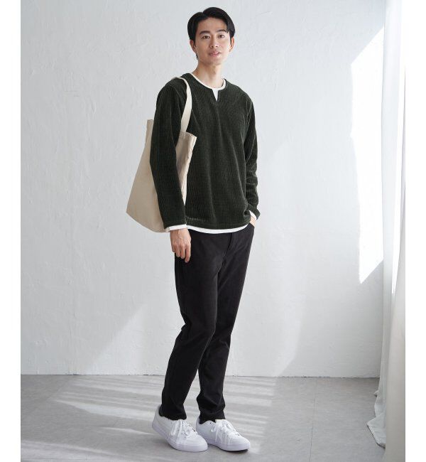 ikka「カットコールキーネックフェイクプルオーバー」|パーカー|