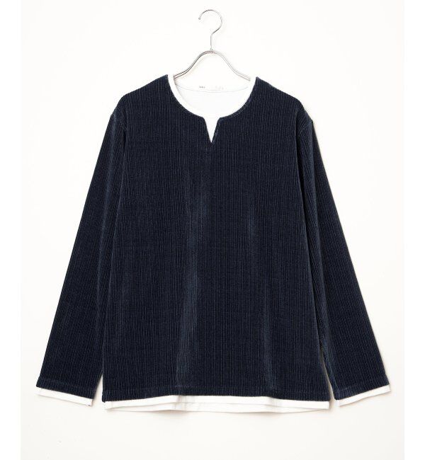 ikka「カットコールキーネックフェイクプルオーバー」|パーカー|