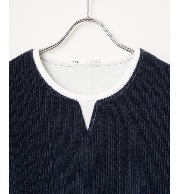 ikka「カットコールキーネックフェイクプルオーバー」|パーカー|