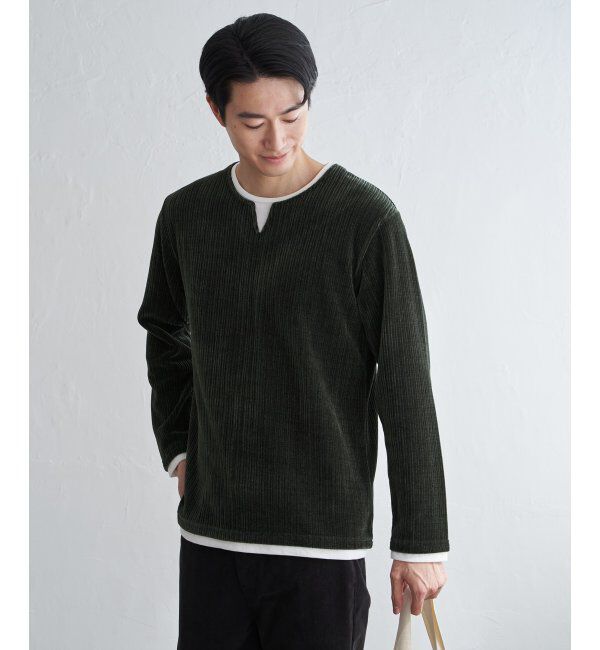 ikka「カットコールキーネックフェイクプルオーバー」|パーカー|