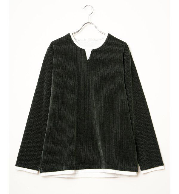 ikka「カットコールキーネックフェイクプルオーバー」|パーカー|