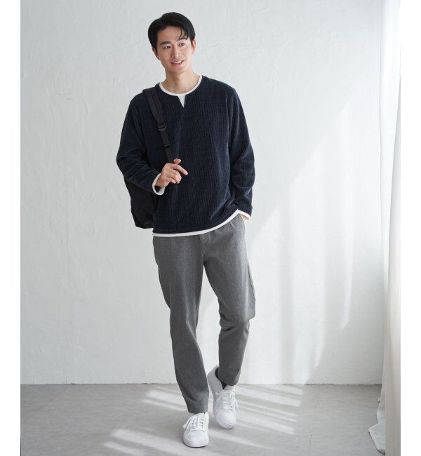 ikka「カットコールキーネックフェイクプルオーバー」|パーカー|