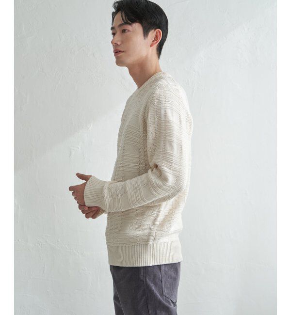 ikka「ジャカードチェックニット」|プルオーバー|