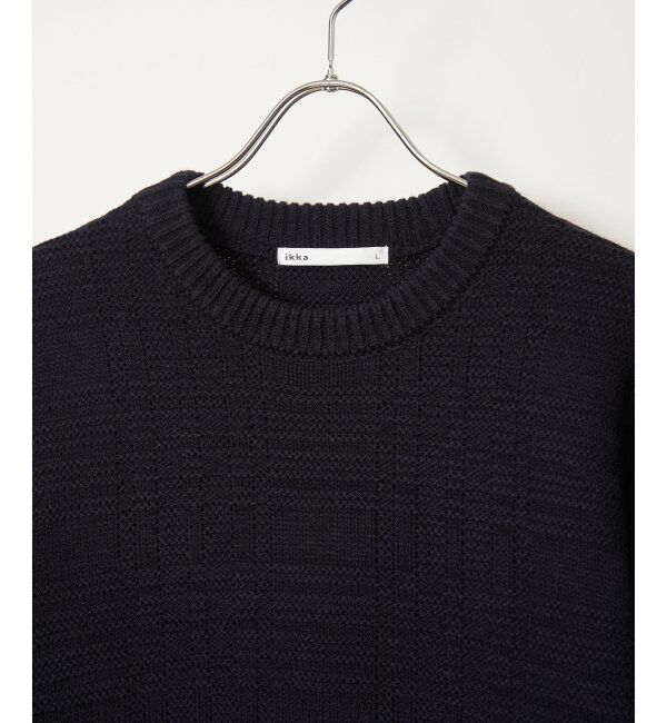 ikka「ジャカードチェックニット」|プルオーバー|