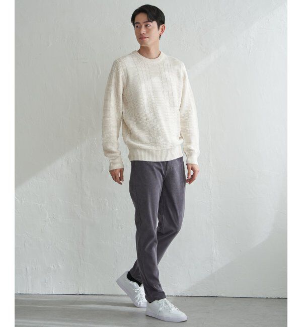 ikka「ジャカードチェックニット」|プルオーバー|