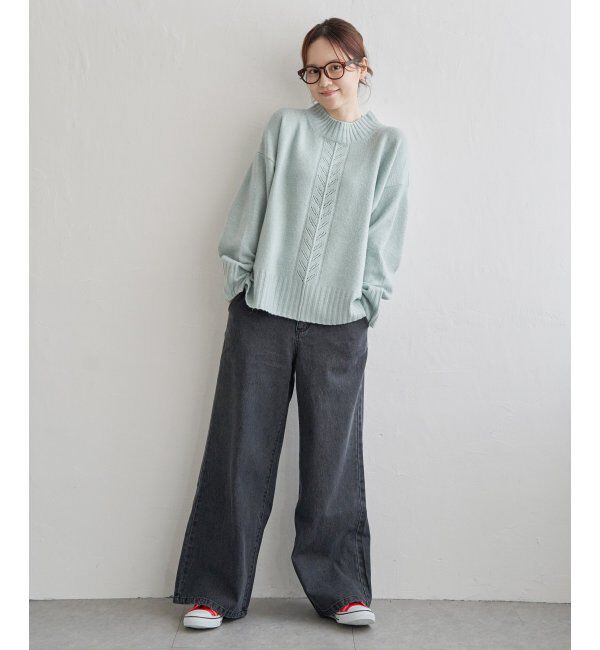 Lbc with Life「透かし柄バックスリットニット」|カーディガン|