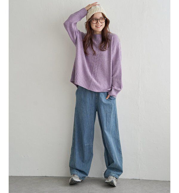 Lbc with Life「透かし柄バックスリットニット」|カーディガン|