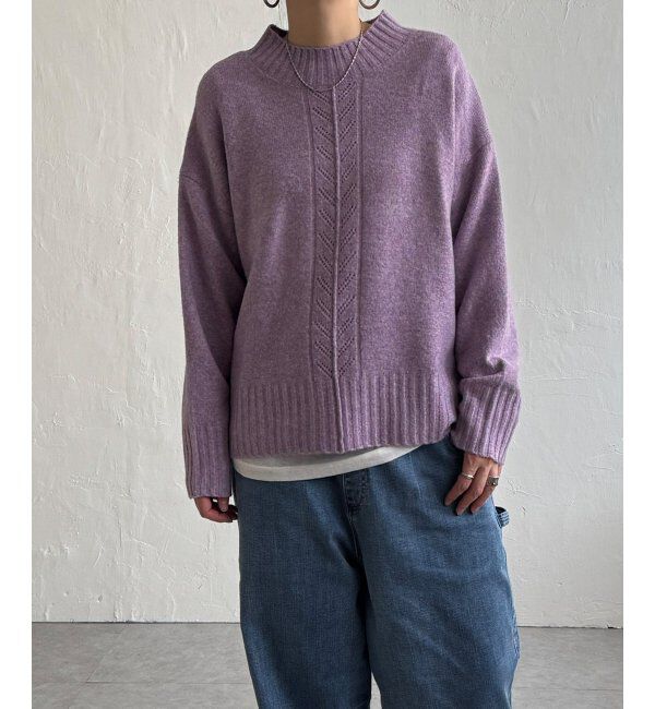 Lbc with Life「透かし柄バックスリットニット」|カーディガン|パープル
