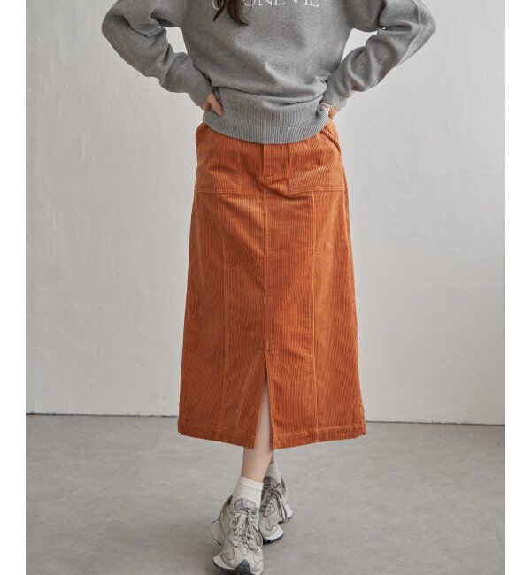 Lbc with Life「コーデュロイIラインスカート」|スカート|オレンジ