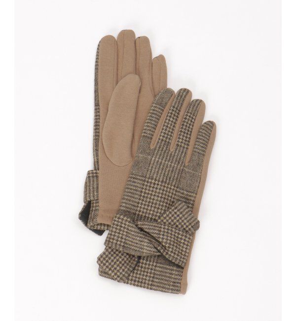 Lbc with Life「グレンチェックリボン付きグローブ」|手袋|