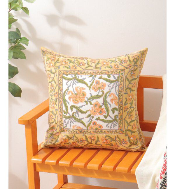 Lbc with Life「クッションカバー ブロックプリント」|クッション・クッションカバー|イエロー