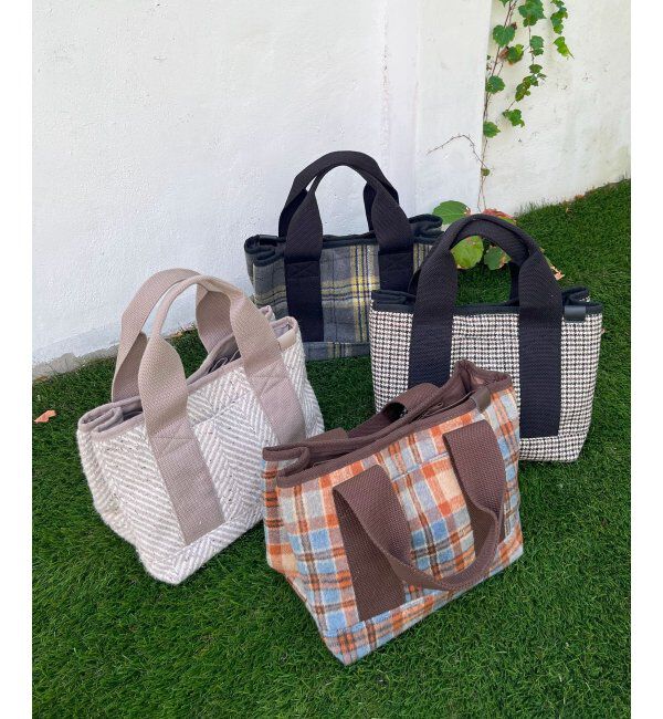 Lbc with Life「ツイード仕切り持ち手ミニトートバッグ」|その他|