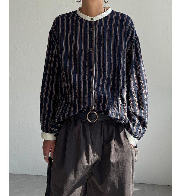 Lbc with Life「クレリックパイピングシャツ」|シャツ・ブラウス|ネイビーブルー