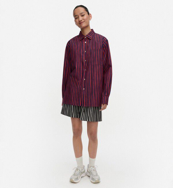 Marimekko「Jokapoika シャツ」|シャツ・ブラウス|ブルー&times;レッド